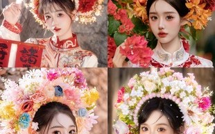 簪花汉服穿搭展示，簪花汉服穿搭展示图片